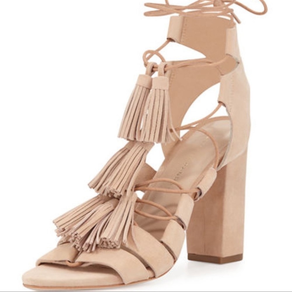 Loeffler Randall Luz Nude Suede Sandals Size 8.5